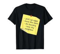 Love Thy Neighbor Sticky Note List Value Graphic T-Shirt, Men, Black, XL