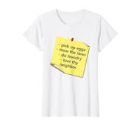 Love Thy Neighbor Sticky Note List Value Graphic T-Shirt, Women, White, L