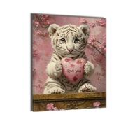 Love Tiger Paint by Numbers Kits, Painting by Numbers for Adults and Children with Frame, DIY Color Acrylic Oil Paint Handmade Crafts with Brushes, Christmas Home Decor Paintings 18x24in Ee-528