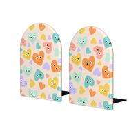 Love Tile Premium Wooden Bookend Set â€“ Large-Sized Solid Beech Wood + Heavy-Duty Metal Base With Non-Slip Foam Pads For Desk, Shelf & Office Organization