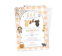 Love To Cherish 10 x Personalised A Little Boo Is Almost Due Baby Shower Invites - HALLOWEEN Theme Shower - with Envelopes, Baby Girl or Boy Theme A6 Unisex