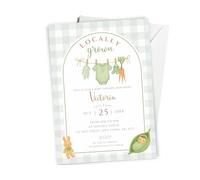 Love To Cherish 10 x Personalised Locally Grown Baby Shower Invites - Farmers Vegetable Market Theme Shower - with Envelopes, Baby Girl or Boy Theme A6 Unisex