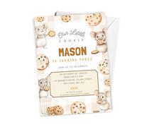 Love To Cherish 10 x Personalised Mouse Party Birthday Invitations with envelopes, Our Little Cookie Party Birthday Invites, Mice & Cookies Themed Invites for Boys or Girls
