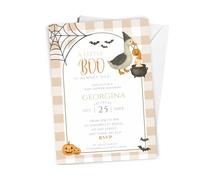 Love To Cherish 10 x Personalised Silly Goose Halloween Baby Shower Invites - A Little Boo Is Almost Due Theme Shower - with Envelopes, Baby Girl or Boy Theme A6 Unisex