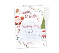 Love To Cherish Jingle & Mingle Christmas Party Invitations - Pack of 10 Kids Xmas Party Invites - Personalised A6 Size with Envelopes - Children's Christmas Themed Invites