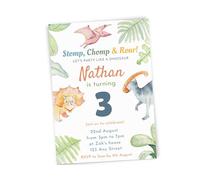Love To Cherish Personalised Dinosaur Birthday Party Invitations with envelopes, Dino Invites for Boys or Girls - Personalised watercolour birthday invitations (40 Invites & Envelopes)