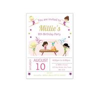 Love To Cherish Personalised Gymnastics Party Birthday Invitations with envelopes, Gymnastics Party Invites - Personalised birthday invitations for girls (10 Invites & Envelopes)