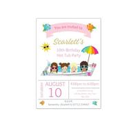 Love To Cherish Personalised Hot Tub Party Birthday Invitations with envelopes, Pool Party Invites - Personalised birthday invitations for girls (20 Invites & Envelopes)