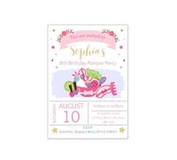 Love To Cherish Personalised Pamper Party Birthday Invitations with envelopes, Spa Day/Spa Night Party Invites - Personalised birthday invitations for girls (10 Invites & Envelopes)