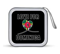 Love to Dominica Dominician Flag Portable CD Case Holder 48 Capacity Travel DVD Storage Boxs Wallet Bag