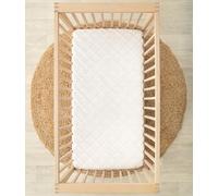 Love To Dream™ 2-in-1 Waterproof Fitted Cot Sheet & Mattress Protector, White, Fits Standard Cot Mattress, Machine Washable, Soft, Breathable & Quiet Cotton Fabric, Secure, Cosy & Snug