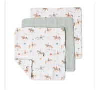 Love To Dream Muslin Baby Washcloth 3 Pack, 100% Organic Cotton, Highly Absorbent & Quick Drying Multi-Layer Infant Face Cloths, Eco-Friendly, Mini Light Pink Posy, 10" x 10