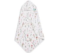 Love To Dream Muslin Hooded Baby Towel, Soft & Absorbent Multi-Layer Organic Cotton Fabric, Eco-Friendly, Essential Bath Gear for Newborns to 6 Months, Mini Posy Light Pink, 31.5" x 31.5"