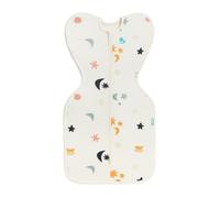 Love To Dream Organic Swaddle Up Arms Up Position, Light & Ultra Breathable, Versatile Wearable Blanket, 1.0 TOG (20-24°C), Ideal for Moderate Temperature, Lunar Buff, Newborn (2.2-3.8kg)