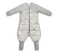 Love To Dream Sleep Suit Extra Warm, 6-12 months, Grey, 3.5 Tog for Cold Temperatures (below 16°C), Long Sleeve Wearable Blanket, Built-In Quilt, Machine Washable Cotton Fleece, Made with Grip Pads