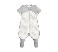 Love To Dream Sleep Suit Organic Cotton Fleece with Legs, 24-36 months, White, Fabric for Year Round Temp (18-24°C), Short Sleeve Wearable Blanket, Machine Washable, Made for Movement with Grip Pads