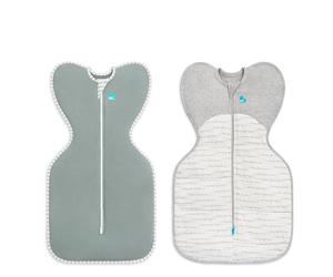 Love To Dream™ Swaddle UP™ Bundle - Small 3.5-6 kg, Deep Olive 1.0 Tog & White Dreamer 2.5 Tog, Snug Fit, Double Zip, Machine Washable Cotton
