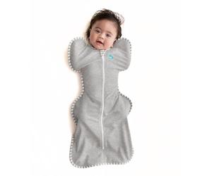 Love To Dream™ Swaddle UP™, Newborn 2.2-3.8 kg - Grey, Snug Fit, Supports Healthy Sleep Routine, 1.0 Tog - Ideal for 20-24°C Temperatures, Machine Washable Cotton & Double Zip for Easy Nappy Changes
