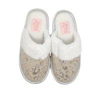 Love To Laze Silver Foil Animal Print Ladies Slippers