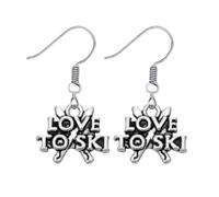 Love to Ski Earrings - Winter Sports Dangle Jewelry for Skiers and Snow Lovers, Ski Enthusiast Gift