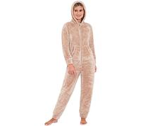 Love To Sleep Nightwear Womens Girls Fluffy Cosy Fleece Onesies Hooded Jumpsuit UK Seller - Adult Beige Onesie - 20/22, Beige