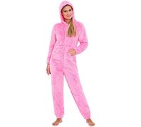 Love To Sleep Nightwear Womens Girls Fluffy Cosy Fleece Onesies Hooded Jumpsuit UK Seller - Adult Pink Onesie - 12/14