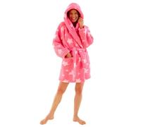 Love To Sleep Womens Girls Novelty Hooded Cosy Fluffy Fleece Robe Gown UK Seller - Star Print - 16/18