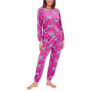 Love to Sleep Women's Velour Pyjamas Sets Cosy Super Soft Luxury Gift UK Seller - Pink Zebra - Size 12/14