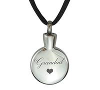 Love to Treasure Grandad Smooth Circle Urn Pendant - Memorial Ash Keepsake - Cremation Jewellery