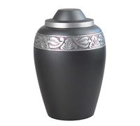 Love to Treasure Large Aluminium Slate Grey Urn with Silver Pattern for Adult or Pet Dog Ashes Cremains Memorial