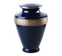 Love to Treasure Large Brass Navy Blue and Gold Olympia Urn for Adult or Pet Dog Cat Ashes Funeral Cremains Memorial