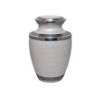 Love to Treasure Large White Pearl and Silver Enamel Urn in Aluminium for Adult or Pet Dog Ashes Cremains Memorial
