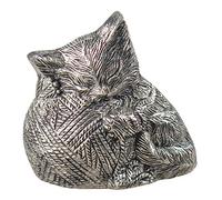 Love to Treasure Silver Coloured Sleeping Cat Urn for Pet Ashes Cremation Memorial
