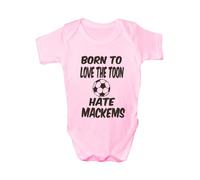 Love Toon Hate Mackems/Newcastle ~ Funny Babygrow~Babies Gift Boy/Girl Vest 0-3 pink