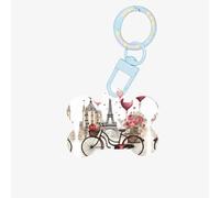 Love Tower of Paris Coffee Wine Perfume Bicycle Heart Print Fashion Dog Tags Acrylic Keychain Dog Bone Shape Double-Sided Pattern Dog Tags for Dogs and Cats
