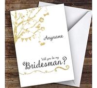 Love Tree Hearts Swirls Will You Be My Bridesman Personalised Greetings Wedding Card | Wedding Card | Will You Be