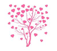 Love Tree Tree with Leaves in The Shape of a Heart Interior Design Walls Crafts Wall Decals PVC 54.6x56.6cm Easy Installation Pink