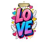 Love Typography Colorful Wall Speech Therapy clipboard Waterproof for Coaches Medical Classroom Size 9 x 12