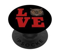 LOVE Typography with Grumpy Owl Funny Animal Art PopSockets Adhesive PopGrip