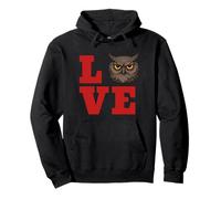 LOVE Typography with Grumpy Owl Funny Animal Art Pullover Hoodie
