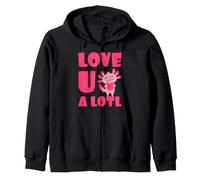 Love U A Lotl Axolotl Heart Kawaii Valentines Day Zip Hoodie