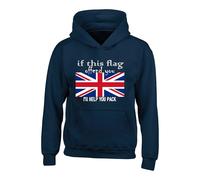 Love UK Flag Hoodie, Funny If This Flag Offend You Leave England Hooded Sweatshirt, Gift Unisex Top(3XL, Navy)