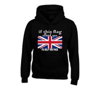 Love UK Flag Hoodie, Funny If This Flag Offend You Leave England Hooded Sweatshirt, Gift Unisex Top(M, Black)