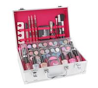 LOVE URBAN BEAUTY Dazzling Makeup Case - 60-Piece Vegan Makeup Set for Teenagers - Elegant Silver Box - Compact and Lightweight Design - Travel-Friendly Women’s Makeup Set