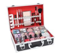Love Urban Beauty Divine Beauty Vegan French Manicure Makeup Box - 76-Piece Makeup Sets - Includes Eyeshadows, Highlighter, Lipstick, Blush, Brushes, Manicure Accessories - Ideal Vanity Case for Home