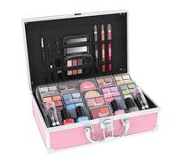 LOVE URBAN BEAUTY Hot Pink Makeup Vanity Case - 82-pcs Vegan Makeup Kit for Teens and Women with Eyeshadow, Blusher, Lipsticks and Nail Products - Fun Travelling Makeup Vanity Case for Girls