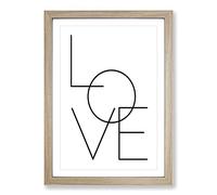 Love V2 Typography Framed Print | A2 Oak Framed Wall Art | Ready to Hang | Modern Love Picture | Living Room Bedroom Lounge Office
