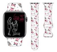 Love Valentine Day Gnomes Bands Compatible with Apple Watch Band 38MM 40MM 41MM, Silicone Strap Compatible with iWatch Bands Ultra Series SE 9 8 7 6 5 4 3 2 1 for Women Men