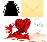 Love Valentines Card, Anniversary Keychain Pop Up Anniversary Card Pop Up 3D Love Letter Keyring Cute Valentine Romantic Cards for Engagement, Valentine's Day Gift