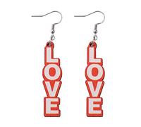 LOVE Valentine's Day Alphabet Earrings Double Sided Wooden Earrings Holiday Earrings Gift Earring Jewelry for Mother Valentine's Day Easter (Multicolor, One Size)